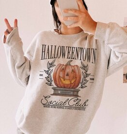 Halloween Town Social Club Oversized Sweatshirt - Ash