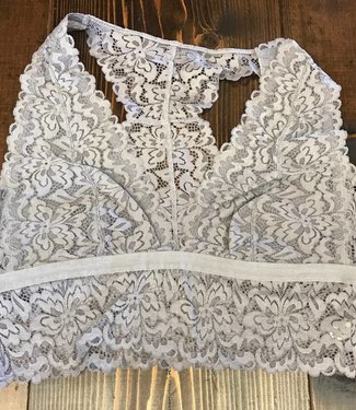 Double Strap Scalloped Lace Bralette - Pewter - Boutique 23