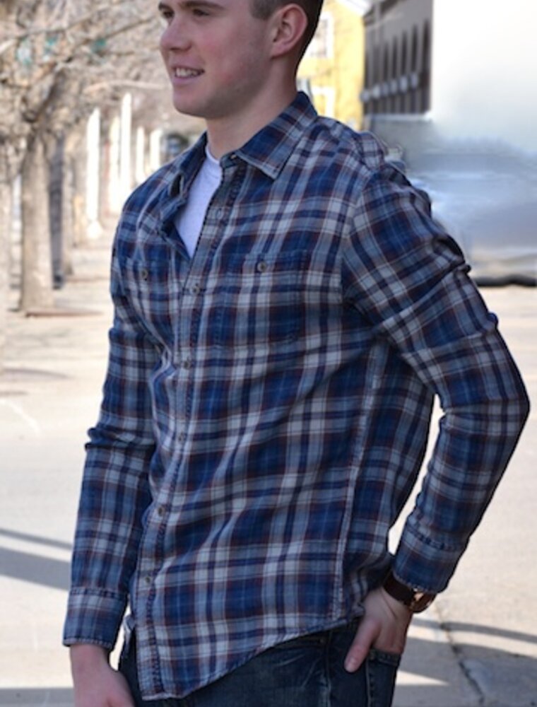 Indigo Plaid L/S Button Up