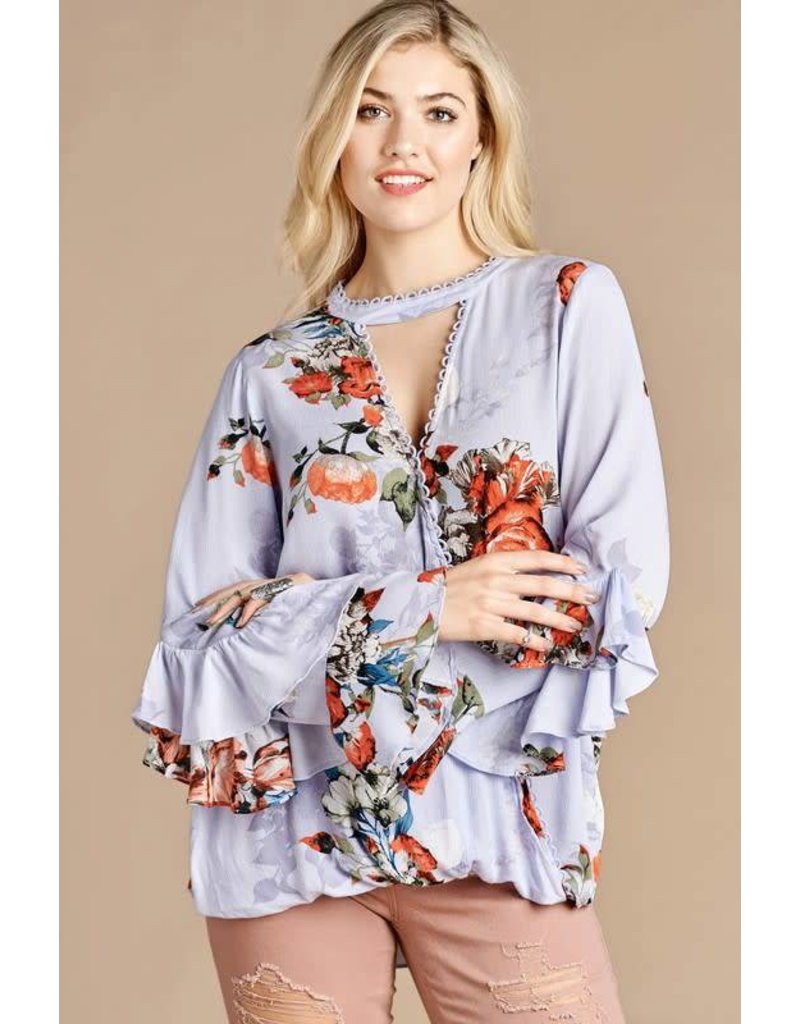 ruffle sleeve wrap top