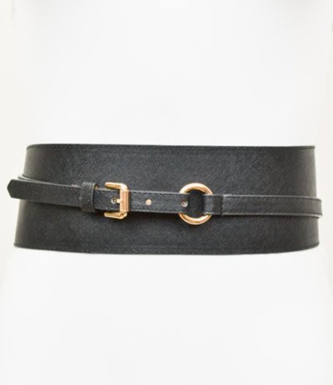 Narrow belt with studs - White/Gold-coloured - Ladies