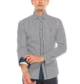 Blue and White Striped Button Up Top