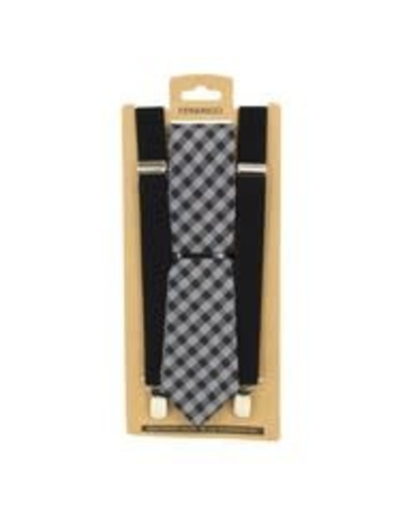 Clip On Suspenders & Necktie Set