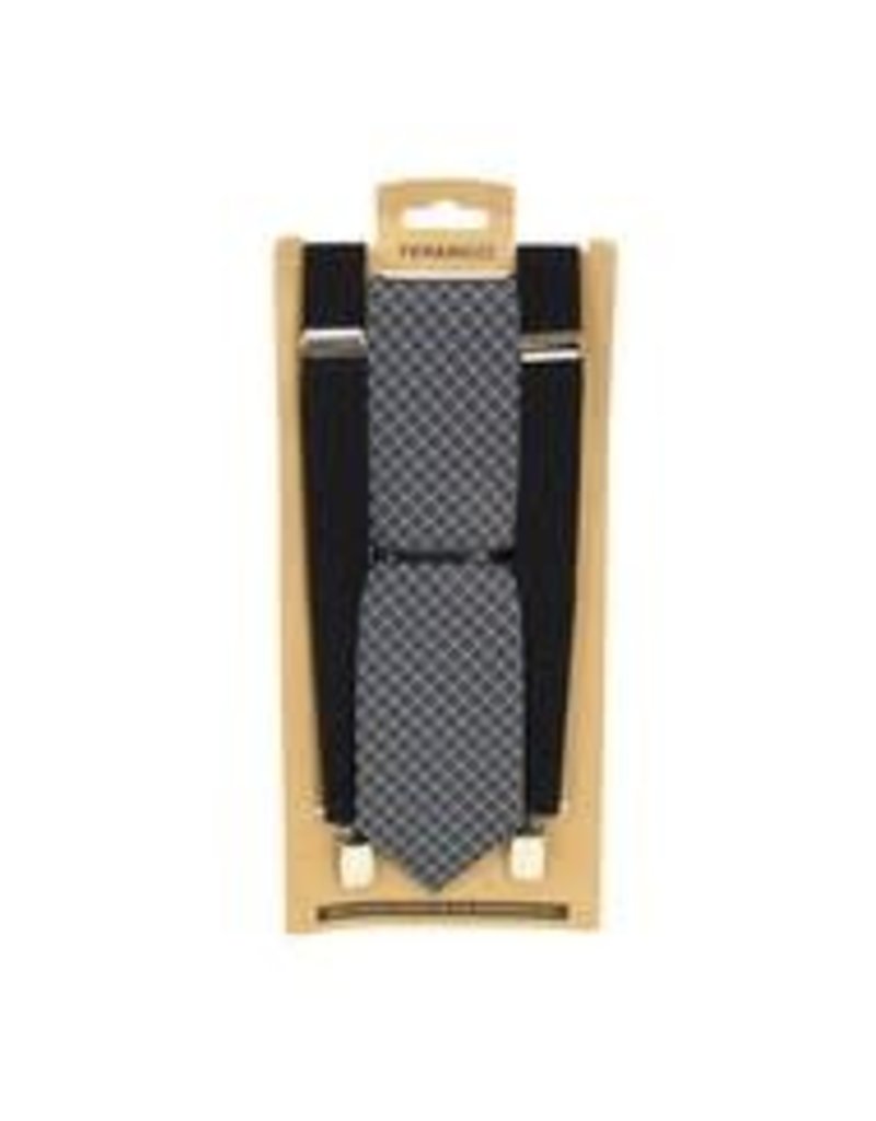 Clip On Suspenders & Necktie Set