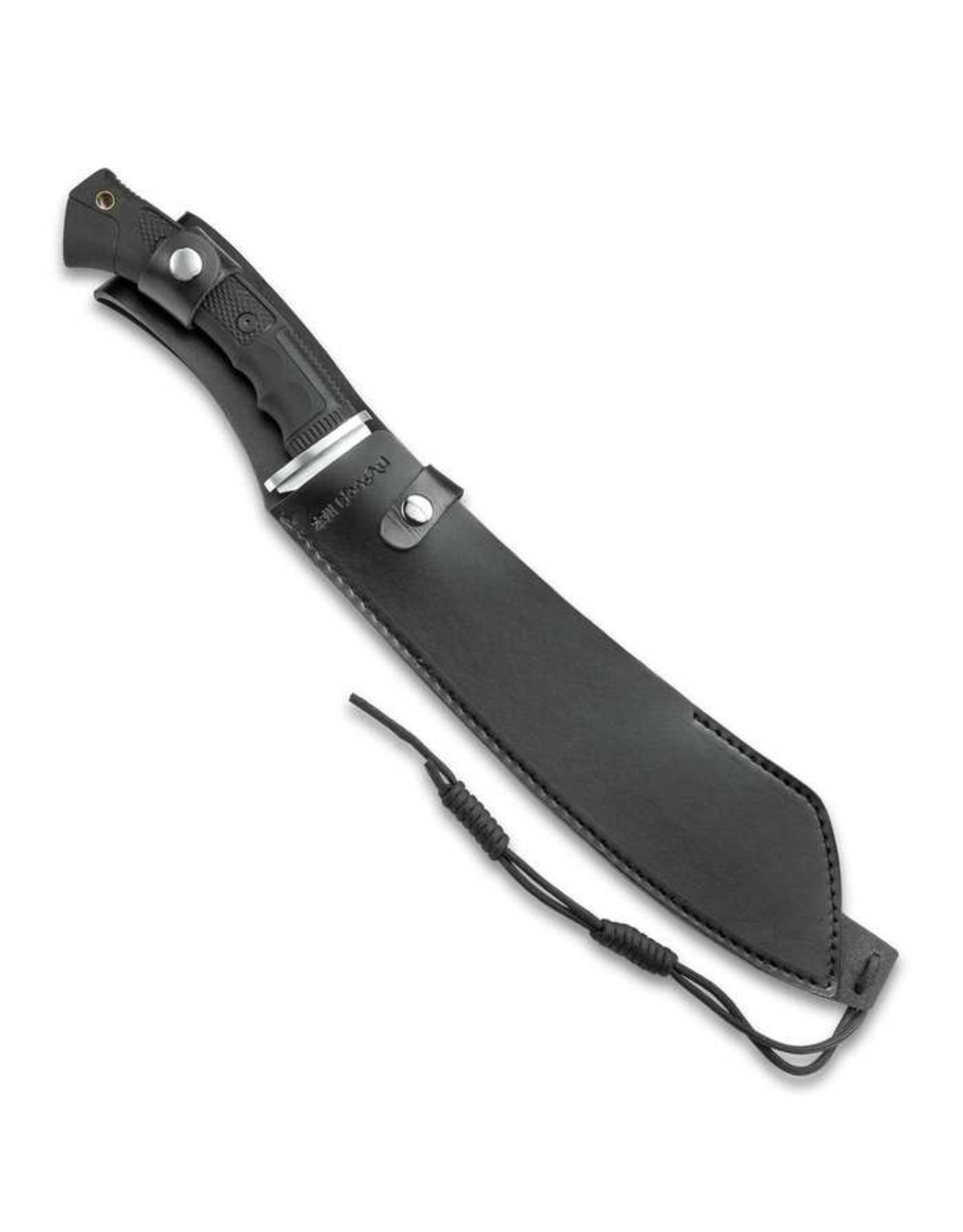 Honshu Honshu Boshin Parang With Leather Belt Sheath - 7Cr13 Stainless Steel Blade, Thru-Holes, Molded TPR Handle, Lanyard Hole - Length 19 1/2”