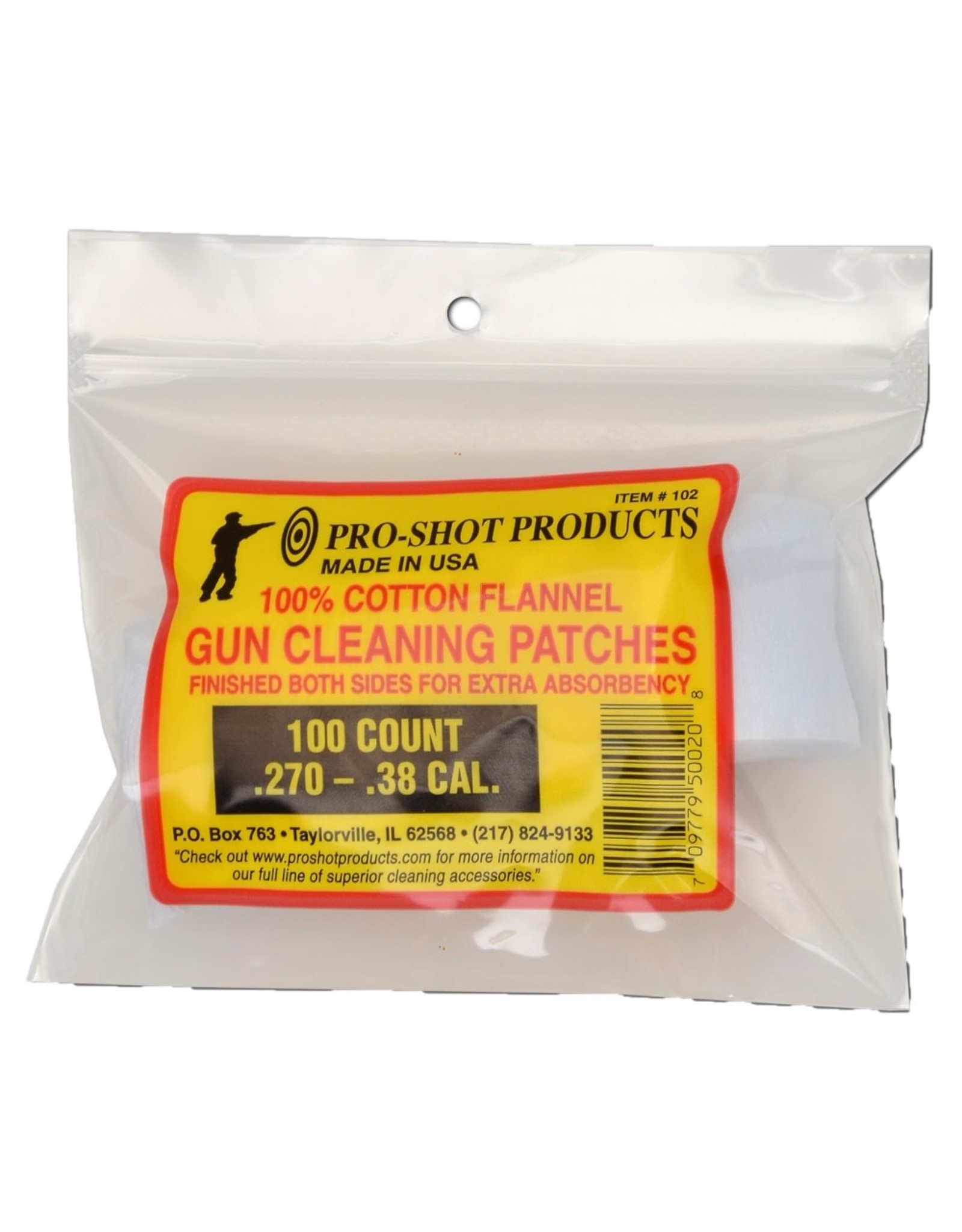 Pro Shot Products PRO-SHOT PATCH .270-.38CAL 100CT