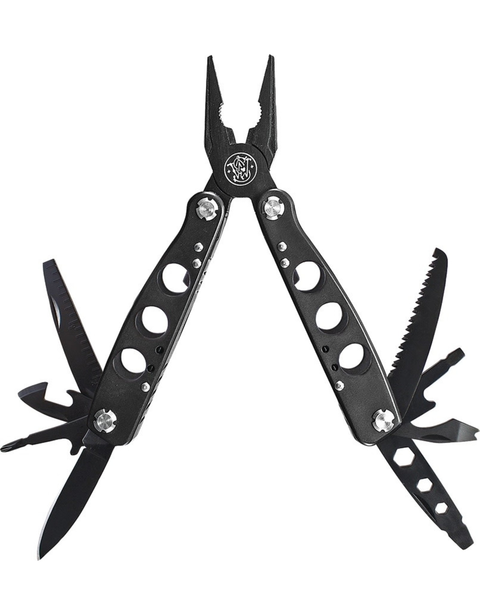 Smith & Wesson Smith & Wesson 15 Function Multi-Tool 6-1/2" Overall, Black Stainless Steel Handles - SWMT1CP