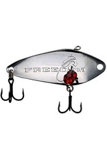 Freedom Tackle Freedom Minnow Jigging Spoon 1.5" 3/32oz Silver w/Red Glass Bead
