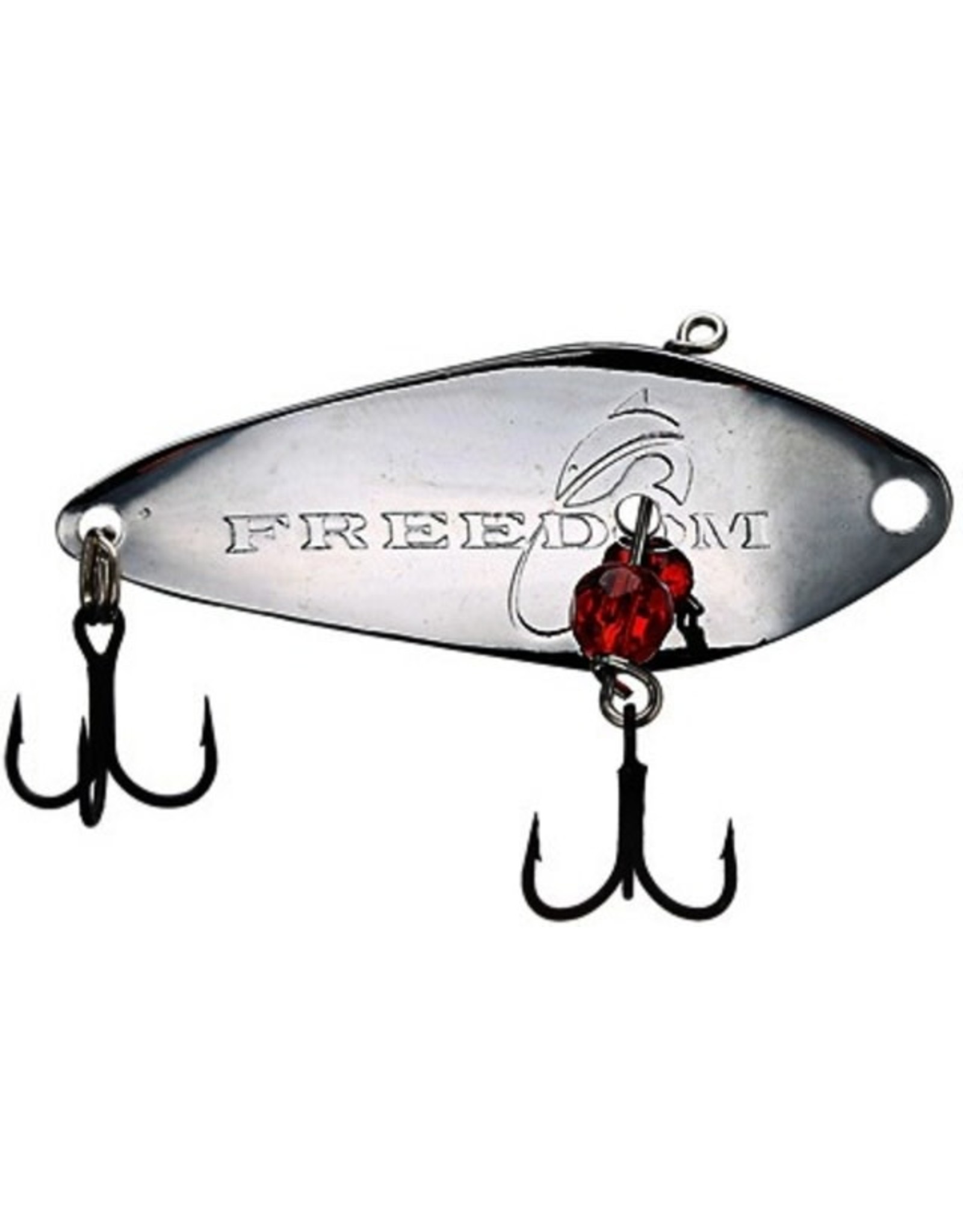 Freedom Tackle Freedom Minnow Jigging Spoon 1.5" 3/32oz Silver w/Red Glass Bead