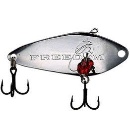 Freedom Tackle Freedom Minnow Jigging Spoon 1.5" 3/32oz Silver w/Red Glass Bead