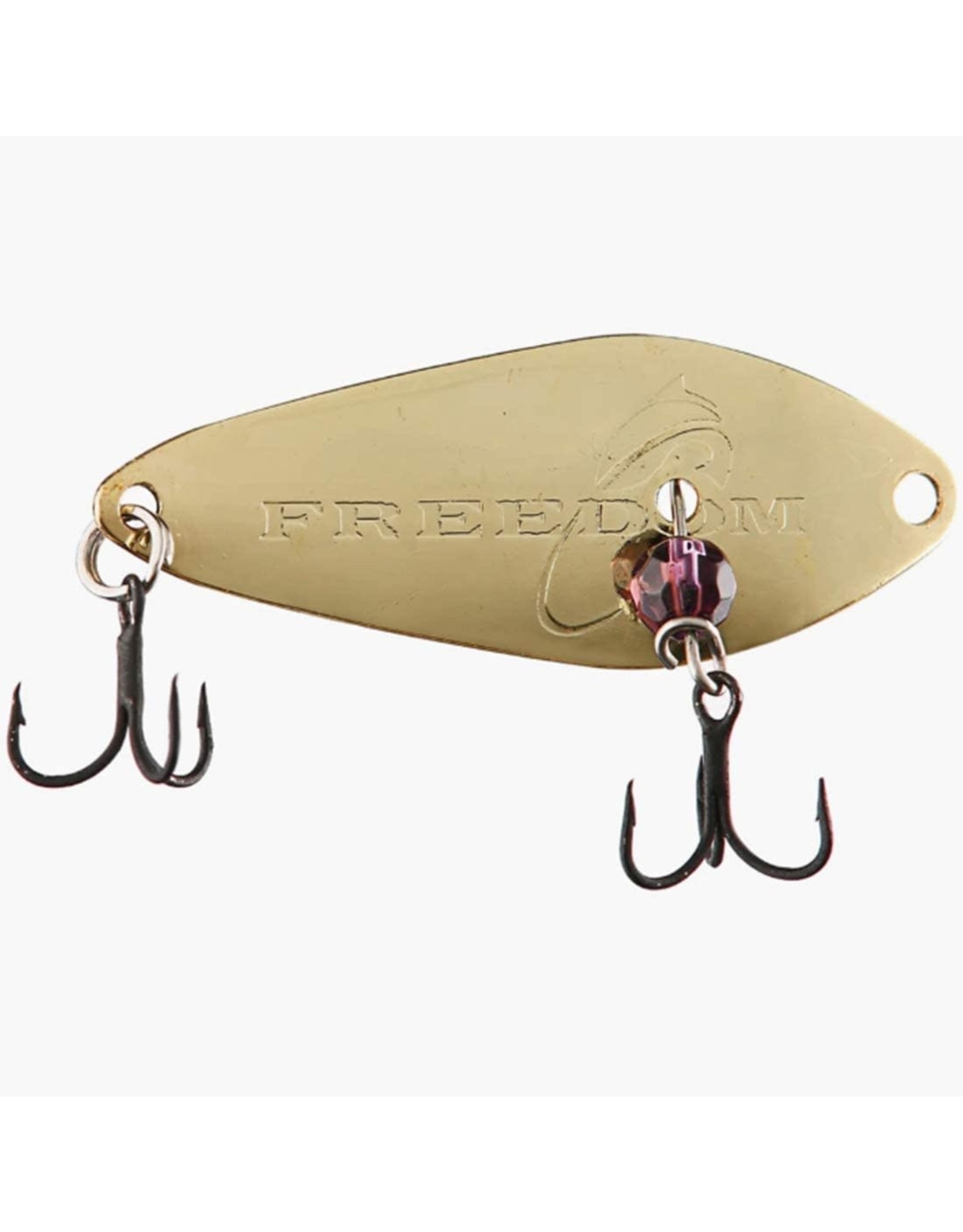 Freedom Lures Freedom Minnow Jigging Spoon 1.5" 3/32oz Gold w/Purple Glass Bead