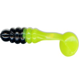 slider Slider CBPF5 Crappie/Panfish Grub 1" Black/Chartreuse Tail 18/pack