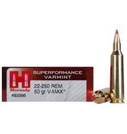 Hornady Hornady 83366 Superformance Varmint Rifle Ammo 22-250 REM, V-MAX, 50 Grains, 4000 fps, 20, Boxed