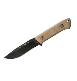 Buck Knives Buck 104 Compadre Camp Knife Fixed Blade Knife 4.5" Cerakote Cobalt, Natural Canvas Micarta Handles, Black Leather Sheath - 12245