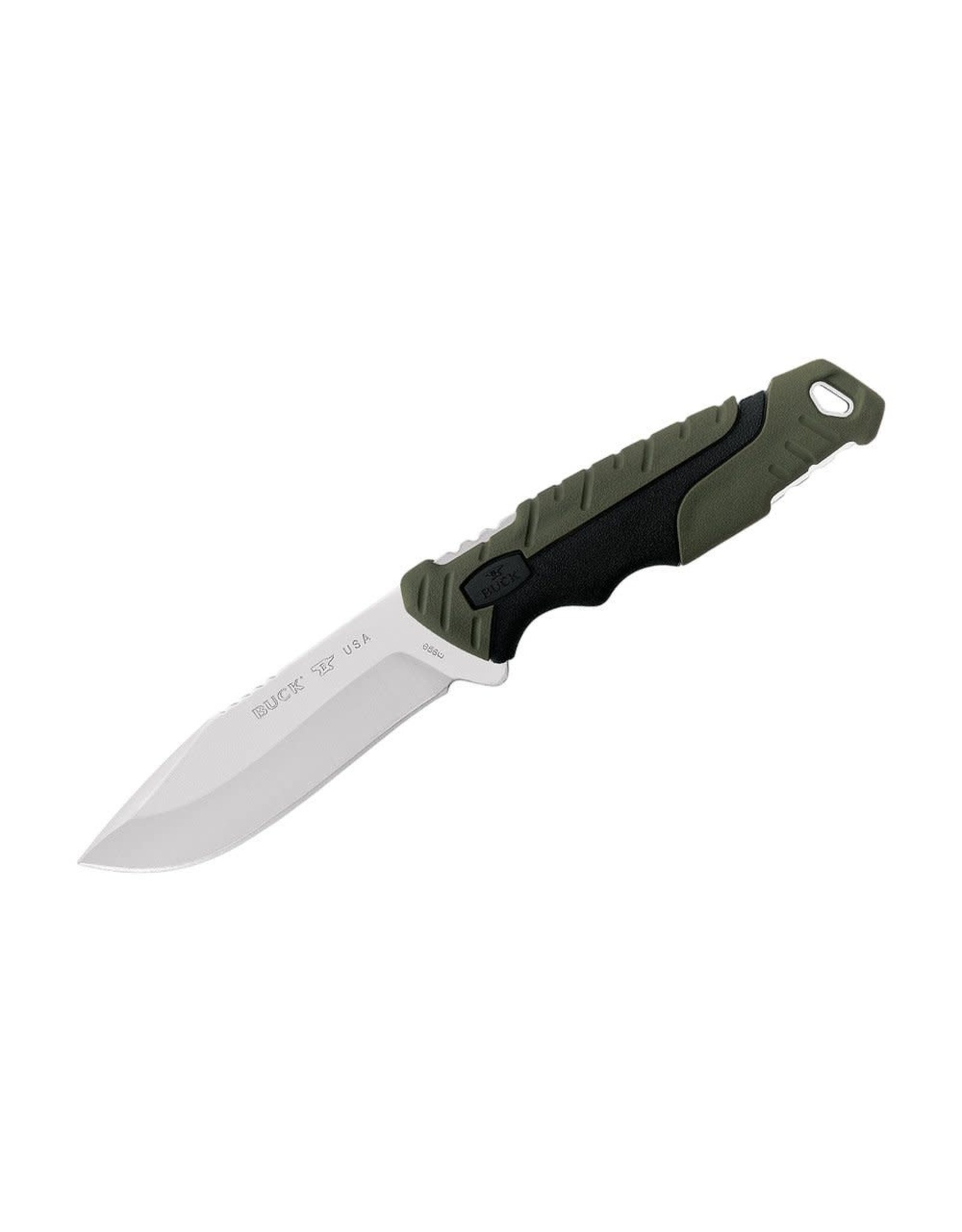 Buck Knives Buck 656 Large Pursuit Fixed Blade Knife 4.25" 420HC Stainless Steel Drop Point, Green GRN and Rubber Handles, Nylon Sheath - 11889