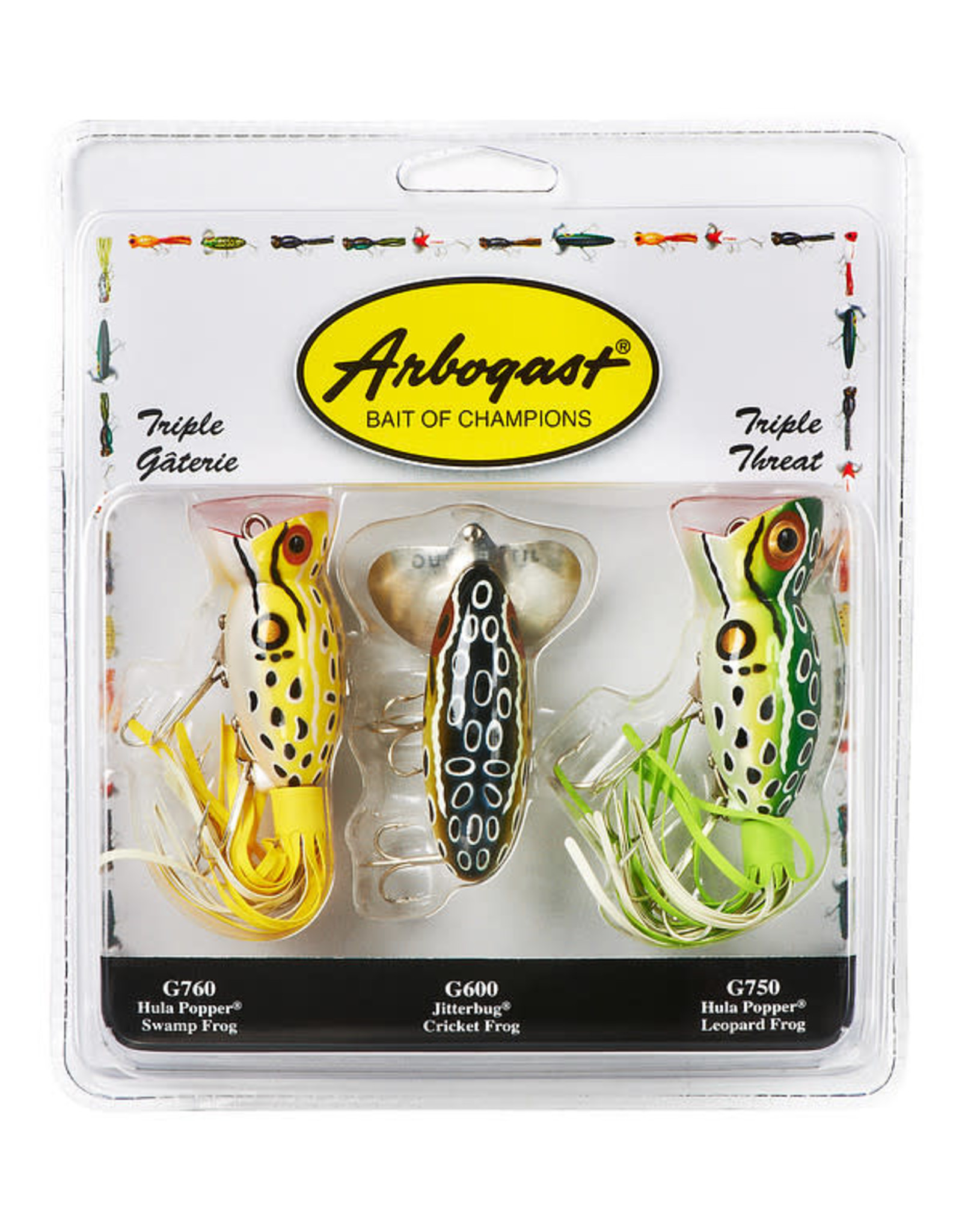 Arbogast Arbogast Triple Threat 2 Hula Popper & 1 Jitterbug 3 Pack