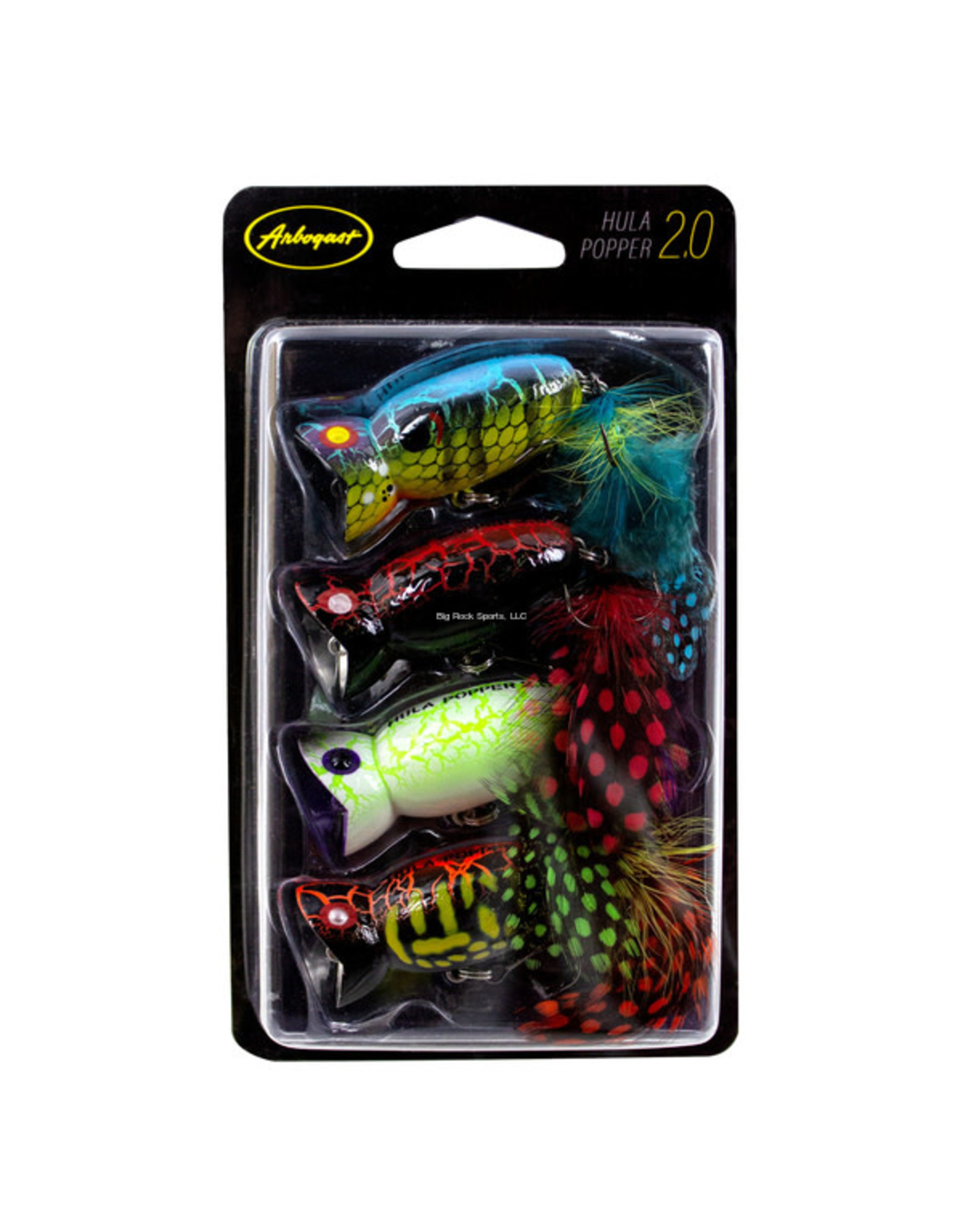 Arbogast Arbogast 4 Pack Hula Popper 2.0-BlueKill/CoachHog/BlackDeath/WhiteZombie