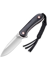 Civivi CIVIVI Knives C2104A Elementum Fixed Blade Knife 3.98" 10Cr15CoMoV Satin Blade, Contoured Black G10 Handles, Leather Sheath