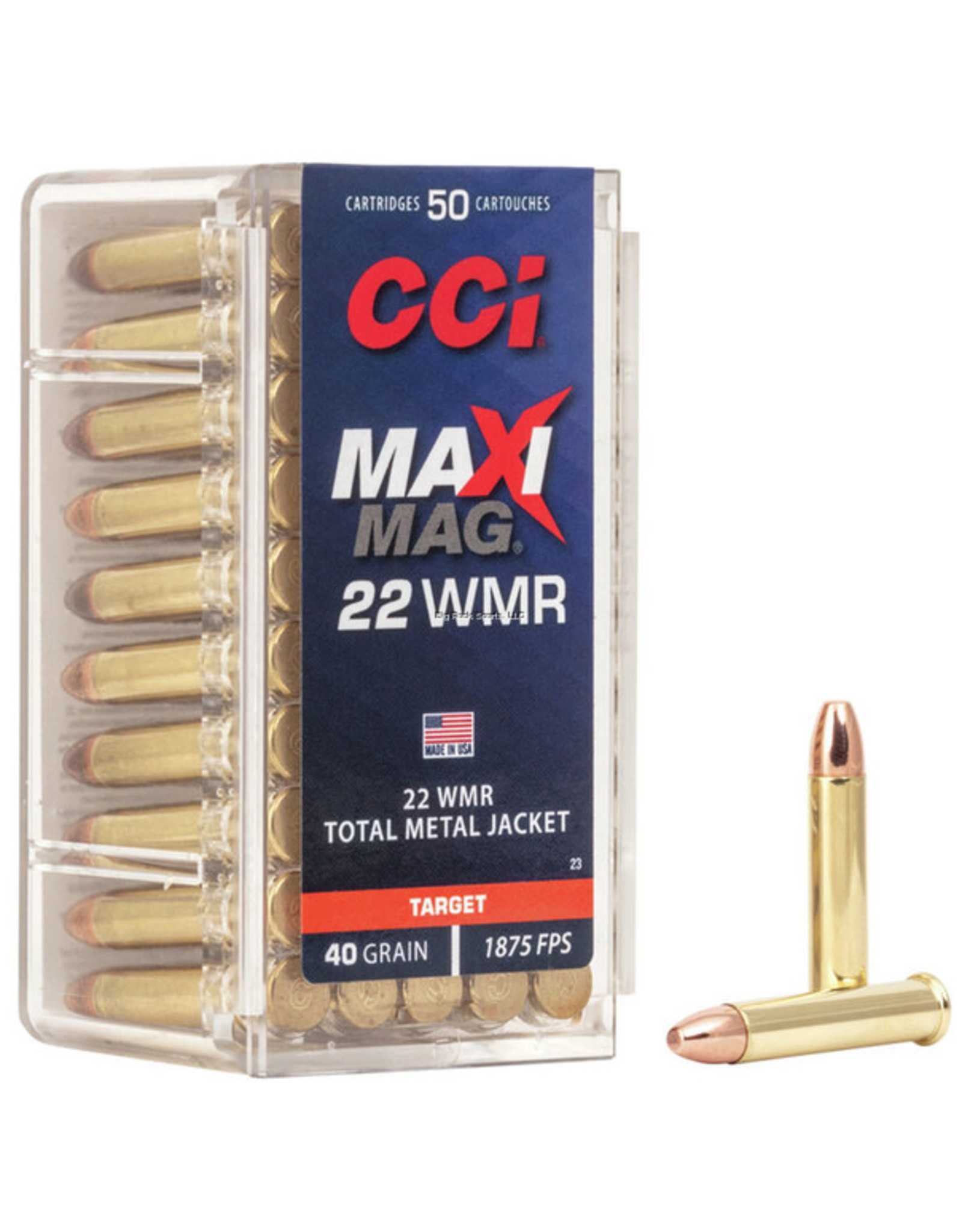 CCI CCI Maxi Mag Rimfire Rifle Ammo 22 WIN MAG, TMJ, 40 Grains, 1875 fps, 50 Rounds, Boxed