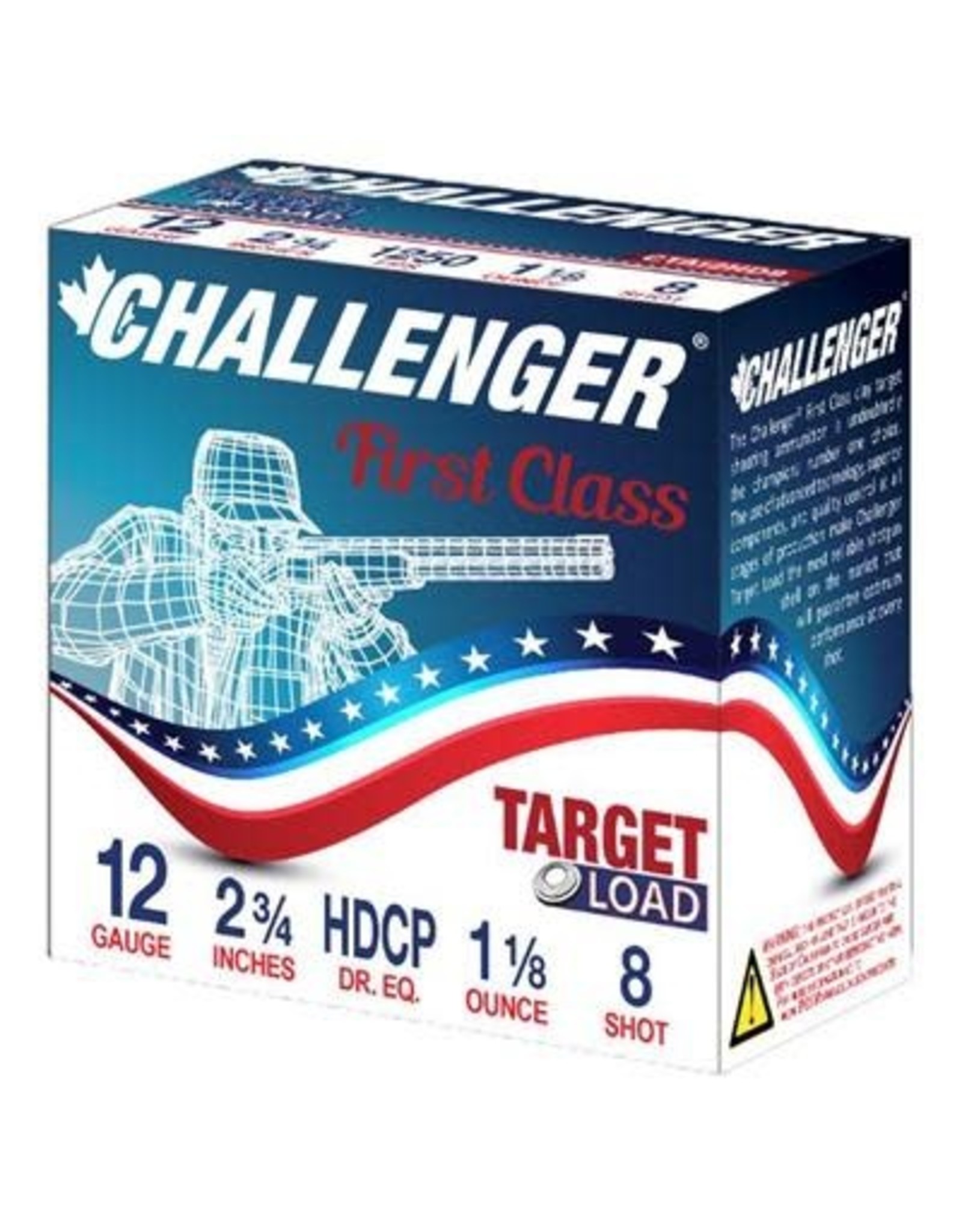 Challenger Challenger Ammo Handicap 4002 Shotshell 12 GA, 2-3/4 in, No. 8, 1-1/8 oz, 3 Dr, 1200 fps, 25 Rnd per Box