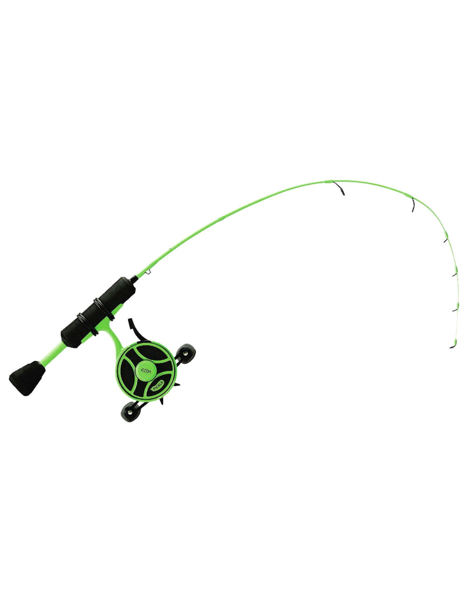 13 Fishing 13 Fishing - Radioactive Pickle Ice Combo -  FreeFall Ghost  + 25" UL Tickle Stick - Left Handed