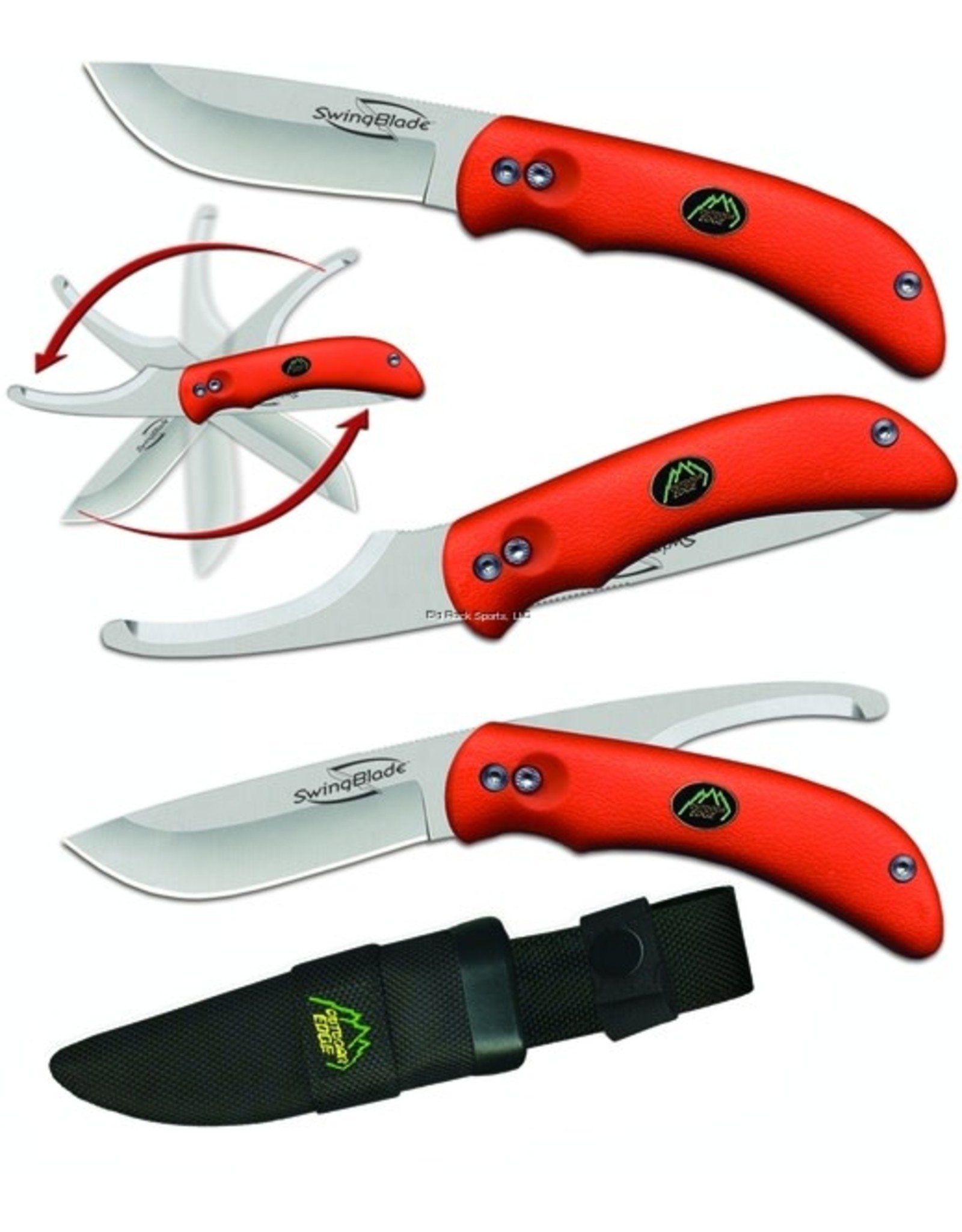 Outdoor Edge Outdoor Edge SwingBlaze Hunting Knife, Two Blades in One, Orange TPR Handle, Nylon Sheath, Button Lock - SZ-20N