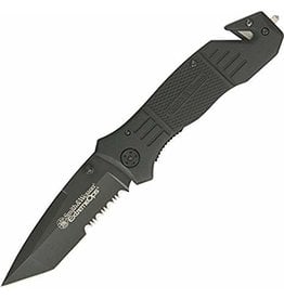 Smith & Wesson Smith & Wesson Extreme Ops First Response Rescue Folding Knife 3.3" Black Tanto Combo Blade, Rubber Coated Aluminum Handles, Liner Lock - SWFR2S