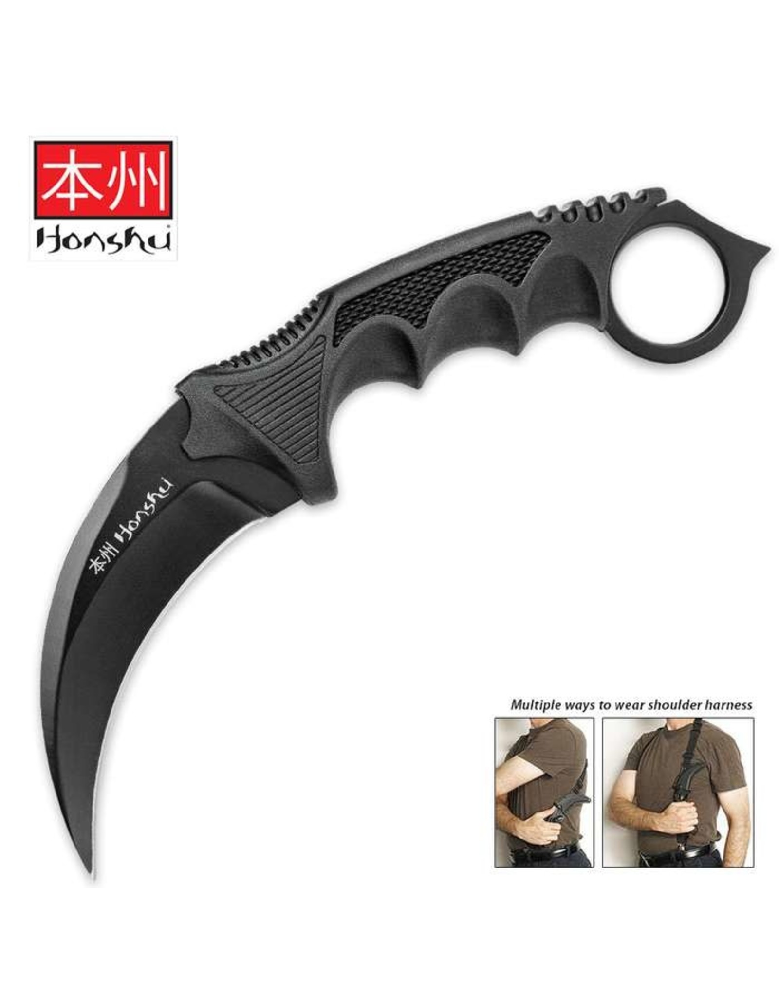 Honshu Honshu Karambit with Shoulder Harness Sheath (BLACK Blade) UC2791