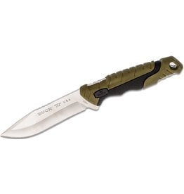 Buck Knives Buck 658 Small Pursuit Fixed Blade Knife 3.75" 420HC Stainless Steel Drop Point, Green GRN and Rubber Handles, Nylon Sheath - 11891