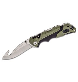 Buck Knives Buck 660 Large Pursuit Folding Knife 3.5" 420HC Stainless Steel Guthook, Green GRN and Rubber Handles, Nylon Sheath - 12256