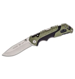 Buck Knives Buck 659 Large Pursuit Folding Knife 3.625" 420HC Stainless Steel Drop Point, Green GRN and Rubber Handles, Nylon Sheath - 11892