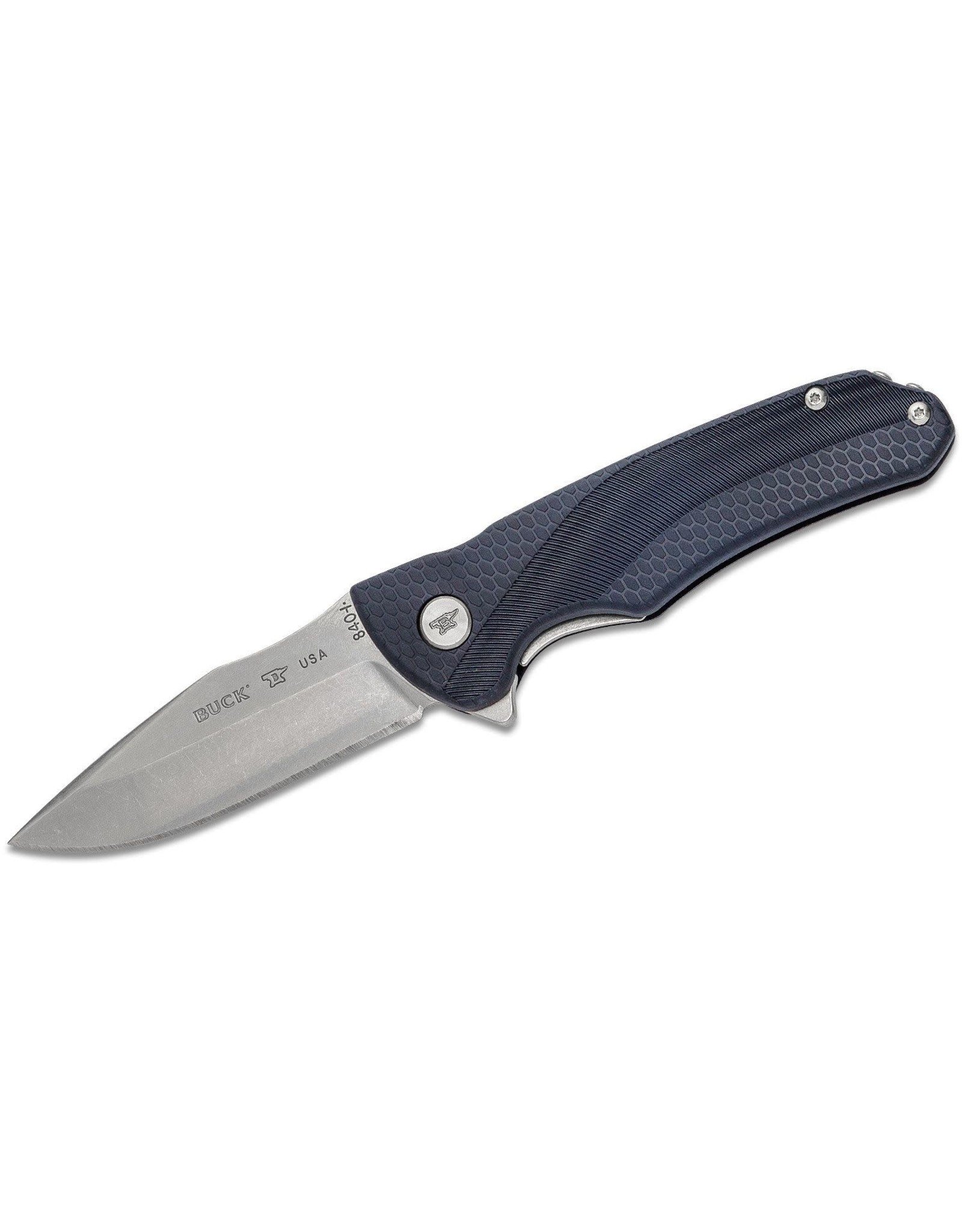 Buck Knives Buck 840 Sprint Select Flipper Knife 3.125" 420HC Stonewashed Drop Point Blade, Blue GRN Handles - 12866
