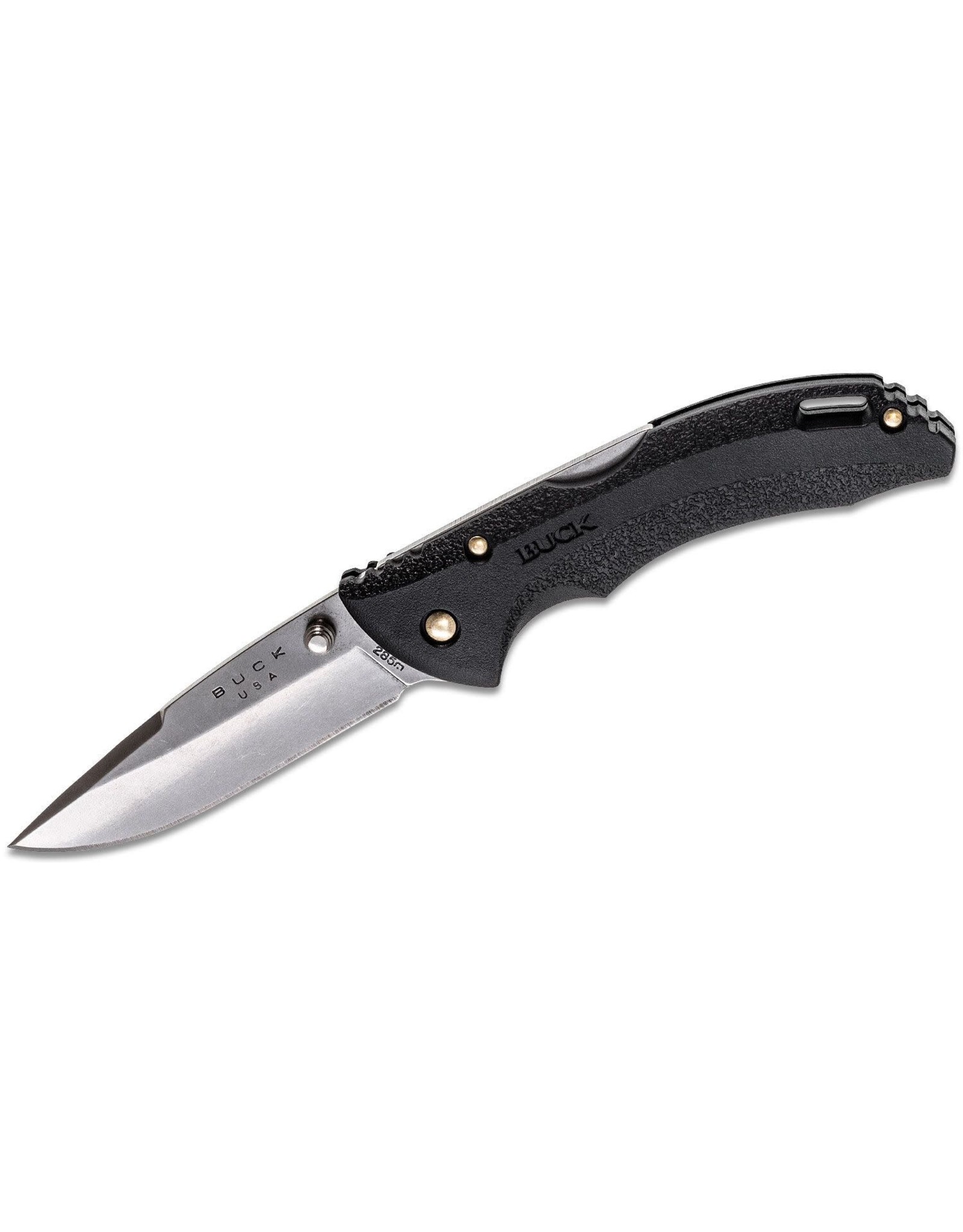 Buck Knives Buck 285 Bantam BLW Folding 3-1/8" Plain Satin Blade, Black Thermoplastic Handles - 5761