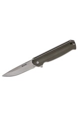 Buck Knives Buck 251 Langford Ball Bearing Flipper Knife 3.375" Drop Point Plain Blade, Green G10 Handles (0251GRS) - 13044