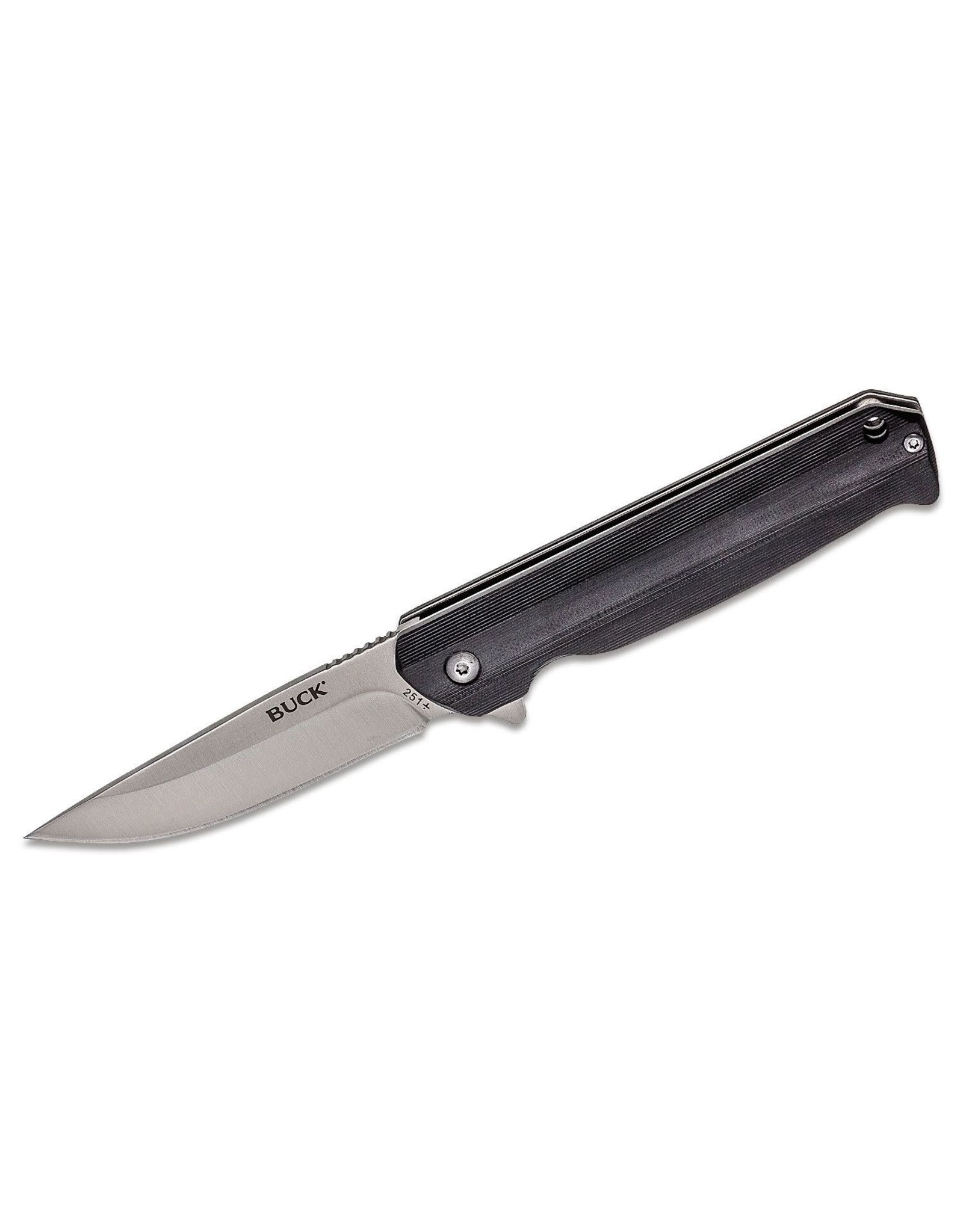 Buck Knives Buck 251 Langford Ball Bearing Flipper Knife 3.375" Drop Point Plain Blade, Black G10 Handles (0251BKS) - 13042