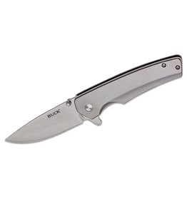 Buck Knives Buck 254 Odessa Flipper Knife 3.125" Drop Point Plain Blade, Stainless Steel Handles (0254SSS) - 13052