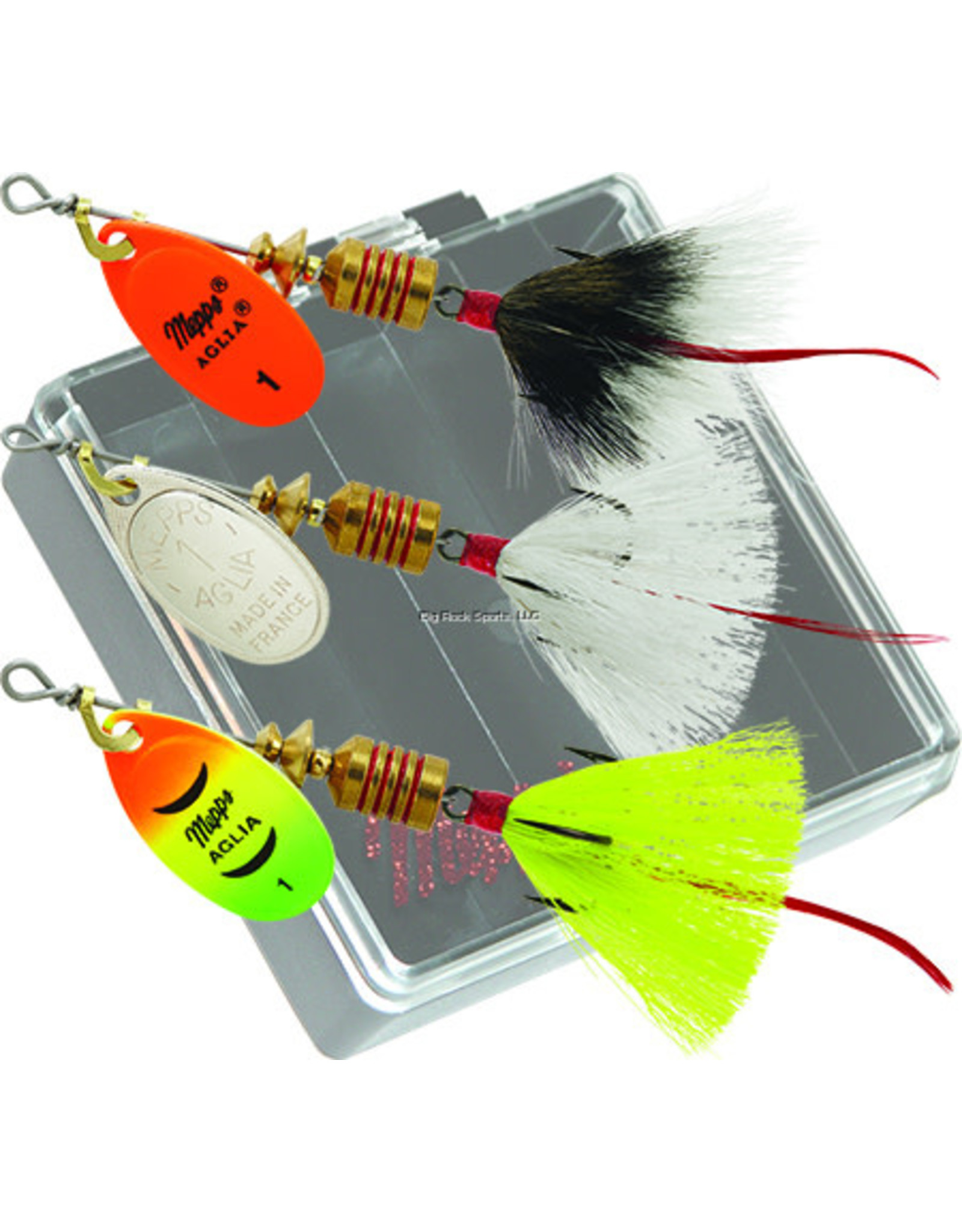 Mepps Mepps Pocket Pac Aglia Trout Kit, Assorted, Dressed Treble Hook, 3 per Pack, Size #1 Blade