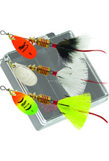 Mepps Mepps Pocket Pac Aglia Trout Kit, Assorted, Dressed Treble Hook, 3 per Pack, Size #1 Blade