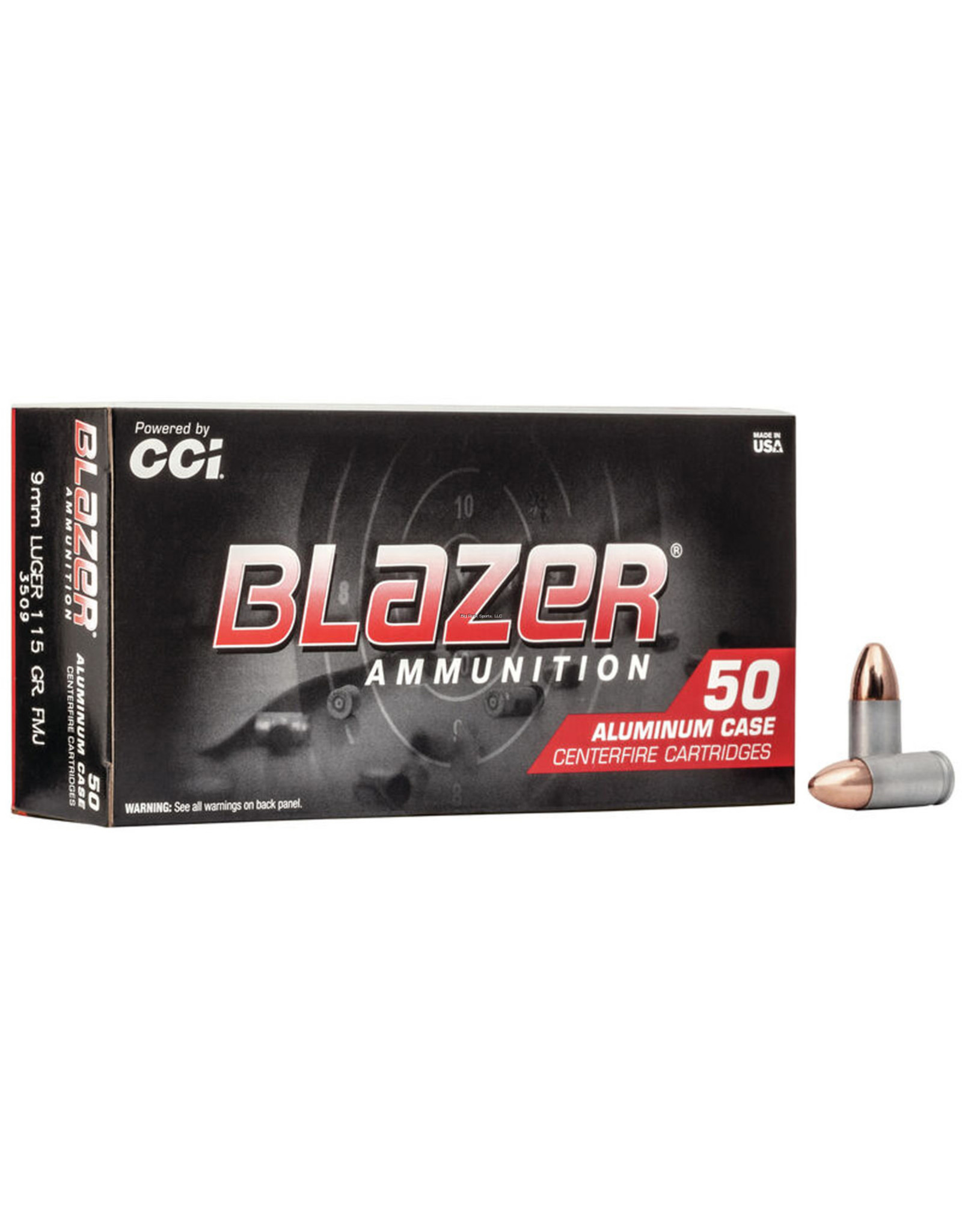 Blazer Ammunition CCI 3509 Blazer Centerfire Pistol Ammo 9mm Luger 115Gr 50Rnd FMJ Blazer