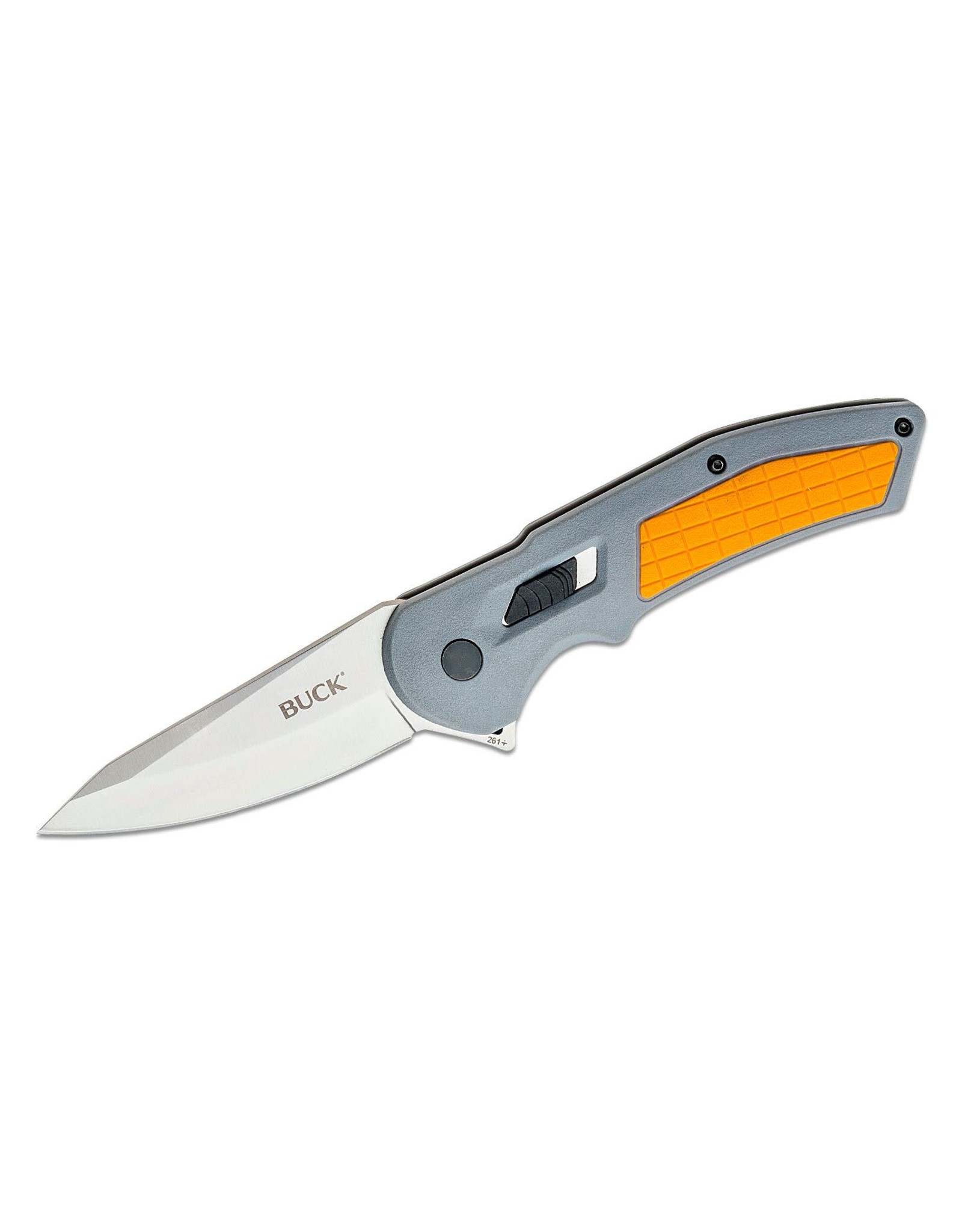 Buck Knives Buck 261 Hexam Flipper Knife 3.33" Satin Drop Point Blade, Injection Molded Handles with Orange Inlay - 13237