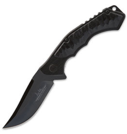 Gil Hibben Hibben Black Whirlwind Pocket Knife - 7Cr17 Stainless Steel Blade, G10 And 6061 Aluminum Handle, Pocket Clip