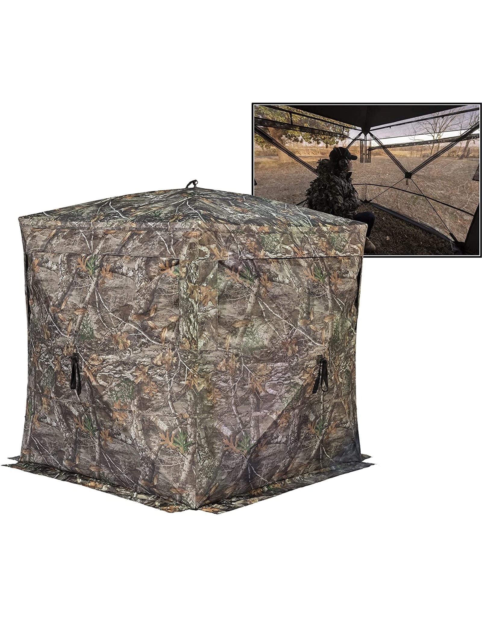 rhino Rhino 180  See Through Ground Blind Realtree Edge Camo (66" H 75"x75" Hub to Hub, 58"x58" Floor)