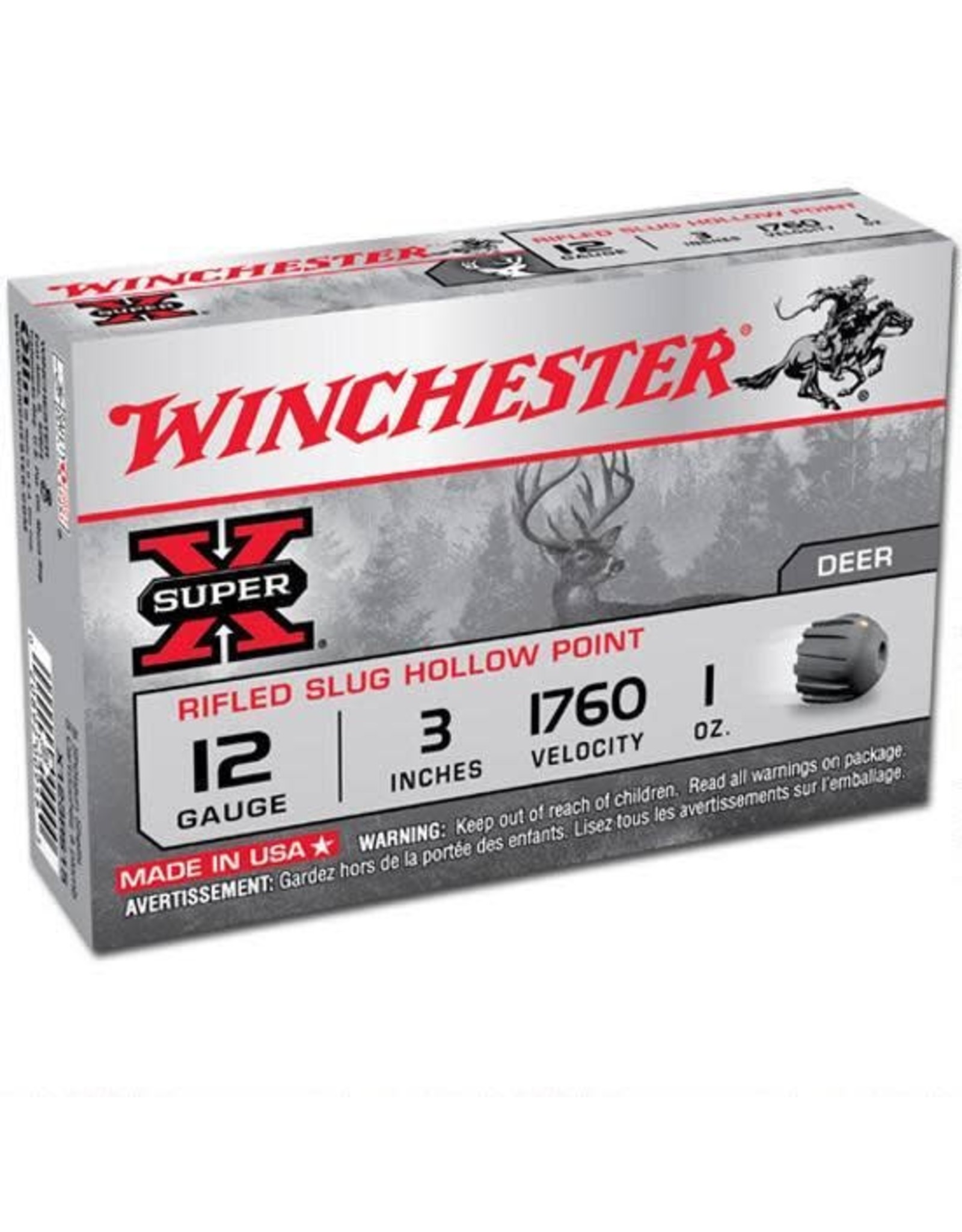 Winchester Winchester X123RS15 Super-X Rifled Slugs 12 GA, 3 in, 1oz, 1760 fps, 5 Rnd per Box