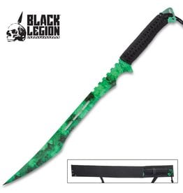 Black Legion Black Legion Poison Cloud Ninja Sword With Sheath - Stainless Steel Construction, Partially Serrated, Cord-Wrapped Handle - Length 27”