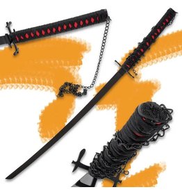 Miscellaneous Anime Hero Battle Sword And Scabbard - Carbon Steel Blade, Cord-Wrapped Handle, Metal Alloy Fittings - Length 38”