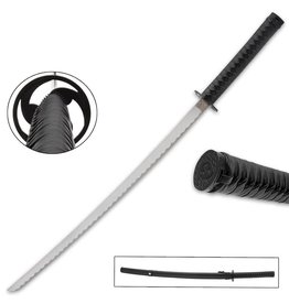 Miscellaneous Black Gankyil Katana And Faux Leather Scabbard - Carbon Steel Blade, Faux Leather Wrapped Handle - Length 36 1/4”