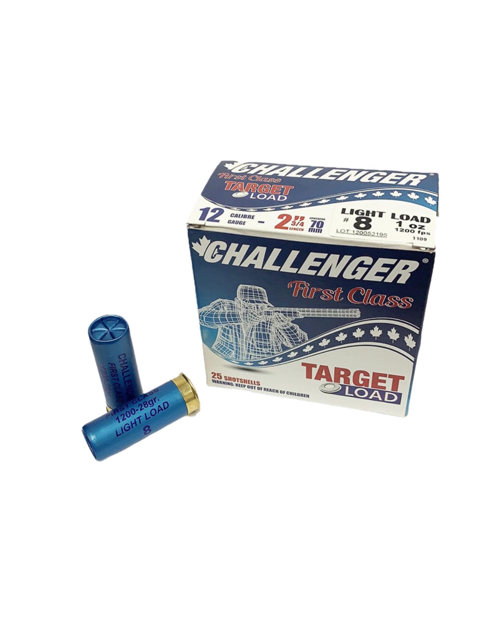 Challenger CASE of Challenger Target Load 250 rds - 12 ga Handicap 8 shot 1 1/8 oz 40028