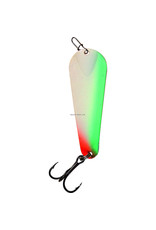 Custom Jigs Custom Jigs SL18-P-711 Pro Glow Slender Spoon 1/8oz Green Glow Parrott Nickel