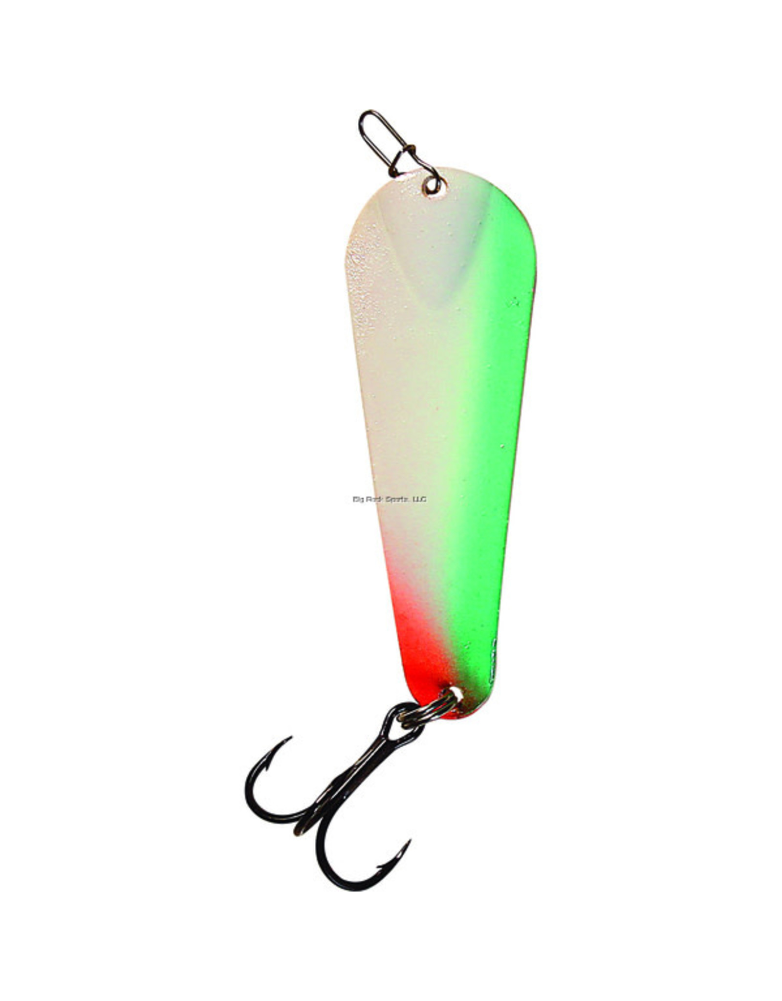 Custom Jigs Custom Jigs SL18-P-711 Pro Glow Slender Spoon 1/8oz Green Glow Parrott Nickel