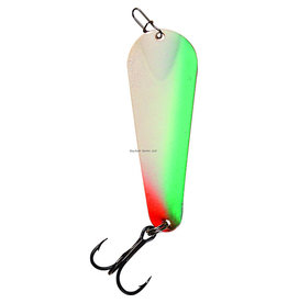 Custom Jigs Custom Jigs SL18-P-711 Pro Glow Slender Spoon 1/8oz Green Glow Parrott Nickel